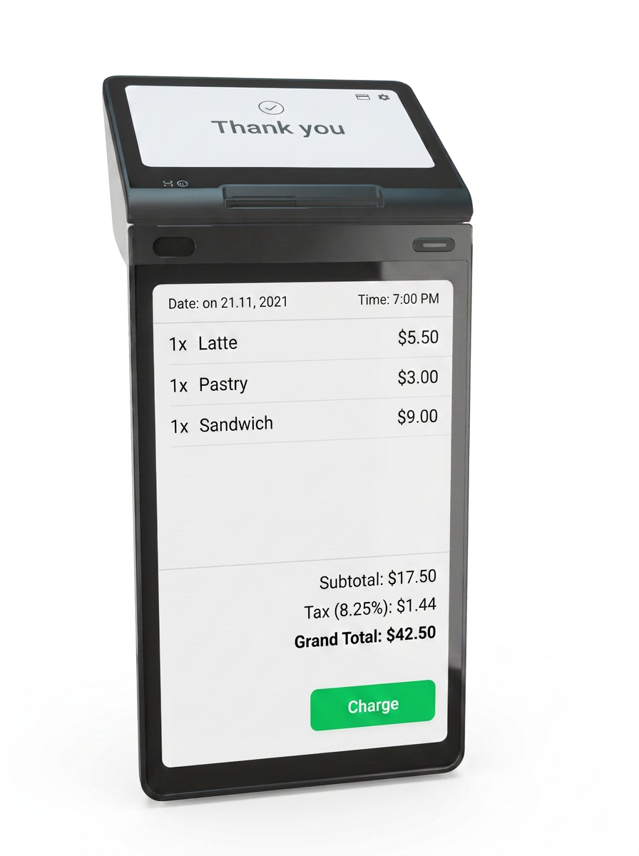 TrailStation 8 dual-screen Android POS with a customer-facing display